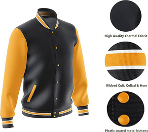 Venta al por mayor de chaquetas universitarias unisex, chaqueta de béisbol informal de lona de algodón con logotipo de diseñador personalizado, abrigo con letras a la moda - Product Image 4