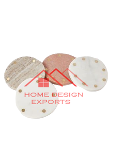 2025 dernière conception vente chaude ensemble de 4 sous-verres en marbre blanc avec dessous de verre en marbre à bord fini de couleur dorée - Product Image 3