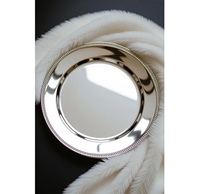 Platos de lujo plateados para bodas, decorativos, de metal con borde dorado y cuentas, para mesa, venta al por mayor, vajilla para eventos, bandeja de servicio