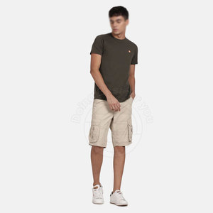 Vente en gros de shorts cargo 100% coton pour hommes, style décontracté à motif solide avec logo écologique personnalisé, à vendre - Product Image 4