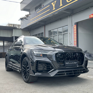 Para <span class=keywords><strong>Audi</strong></span> <span class=keywords><strong>Q8</strong></span> RSQ8 Kit de cuerpo de fibra de carbono RSQ8 mejorado estilo MSY parachoques delantero difusor Spoiler rueda arco guardabarros capó falda lateral - Product Image 1
