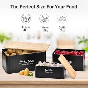 Potato <b>Storage</b> Box Set of 3, <b>Kitchen</b> <b>Storage</b> <b>for</b> Onion, Potatoes, Garlic <b>Storage</b>, <b>Kitchen</b> <b>Storage</b> Box with Ventilation Holes - Product Image 4