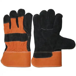Guantes de protección canadienses divididos de piel de vaca negra azabache de primera calidad, guantes de soldadura de cuero para conductores de seguridad Industrial - Product Image 6