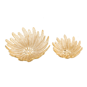 Diseño de flores, acabado antiguo, hecho a mano, mesa, exhibición de alimentos, cuenco para servir, juego articulado, diseño único con acabado dorado - Product Image 1