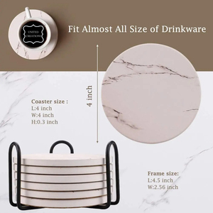 Juego de posavasos de cerámica con diseño de mármol dorado blanco, posavasos nórdicos de arte personalizado nórdico para bebidas, soporte clásico personalizado en blanco - Product Image 2