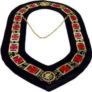 Custom Masonic Collar with Blue Enamel Squares Gold Trim Luxury Badge <b>Pin</b> On Metal Emblem V-Neck Design - Product Image 4