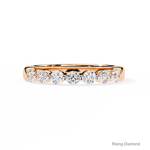 0,52 CTW corte redondo laboratorio cultivado oro amarillo boda banda aniversario regalo media eternidad conjunto con anillos de diamantes CVD - Product Image 4