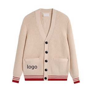 Suéter Cárdigan de Punto Personalizado de Alta Calidad, Unisex, Manga Larga, Cuello en V, Bordado de Corazón en Acrílico, Antiencogimiento, para Otoño - Product Image 3