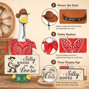 Décoration de Jardin pour Porche : Statue de Canard Western avec Chapeau de Cowboy, Bandana Rouge et Panneau Suspendu – Idéale pour les Fêtes - Product Image 5
