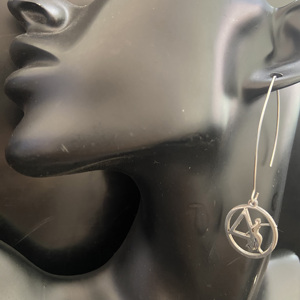 Rotondo Delta DST confraternita 925 Sterling Silver Hook orecchini stile classico in acciaio inox triangolo Fortitude signora orecchino pendente - Product Image 2