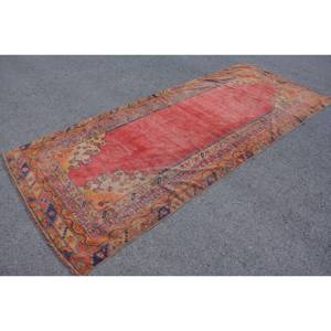Vintage Turkish <b>Rug</b> Red Orange Patchwork Design 4.7 X 11.3ft Wool Large Area Latex for Hallway Bedroom for Living Room <b>Bedside</b> - Product Image 3