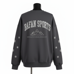 Sweat-shirt oversize pour femme en tissu polaire 320 GSM, chaud pour l'hiver, couleurs unies, imprimé flocon de neige, logo personnalisé, sweat-shirt respirant pour femme - Product Image 5