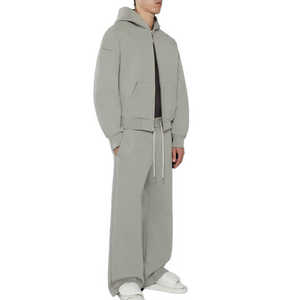 Custom Embroidery Design Printed Lightweight 100% Cotton <b>Hooded</b> Pullover Baggy Sweatpants Tracksuit Two Piece Set Jogging Suit - Product Image 4