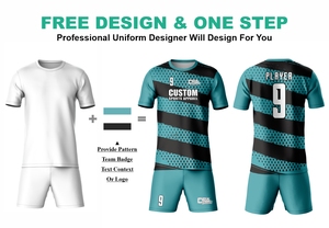 Personnaliser un nouveau design d'impression par sublimation numérique, tissu en polyester 100% maille, séchage rapide, respirant, maillot de football et short assorti - Product Image 2