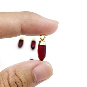 Colgante de punta de granate natural 5x13mm plata esterlina hecho a mano Spike piedra preciosa encanto pequeño colgante para la fabricación de joyas - Product Image 4