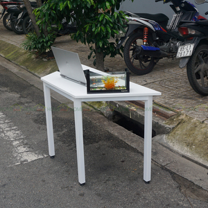 ซิมเพิลเดสก์โต๊ะทรงสี่เหลี่ยมคางหมูทันสมัยสีขาว 120x52x75 ซม. โต๊ะคอมพิวเตอร์และแล็ปท็อปไม้สำหรับโฮมออฟฟิศและโรงแรม HBLG019 - Product Image 3