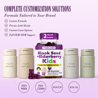 Gummies à la baie de sureau pour enfants, formule personnalisée, défense immunitaire, 60 pièces