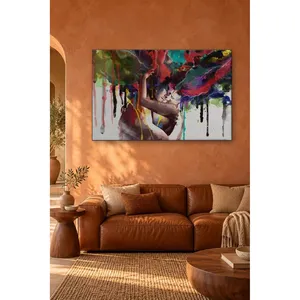 Impression sur toile de couple Fida s'embrassant dans des couleurs fluides - Product Image 5