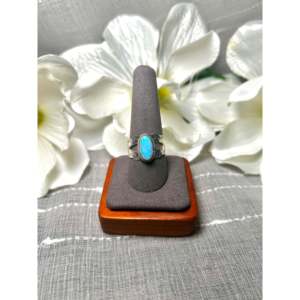 Navajo-Made <b>Dainty</b> Opal & Yellow Gold <b>Ring</b> Size 10 Bezel Set with Rhodium-Plated Sterling Silver for Everyday Wear Fine Jewelry - Product Image 1