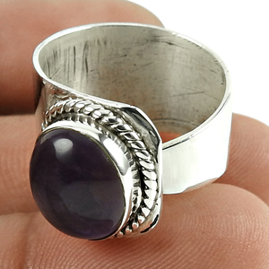 Améthyste violette solide en argent sterling 925 bague au design unique pierre précieuse naturelle bijoux de bohème faits à la main fournisseur de prix de gros - Product Image 1