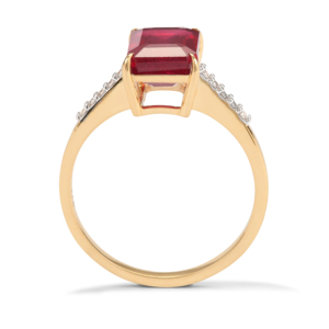 Bague en rubis de Madagascar taille ovale 4,45 ct avec zircon blanc en or 9 carats plaqué rhodium - Product Image 3