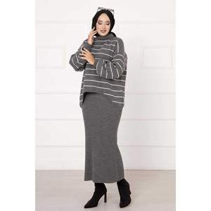 Pinstripe Crop 2 Parça Set Gri - Product Image 4