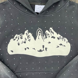 Sudadera con capucha desgastada para adolescentes sin forro de peso pesado de lavado ácido cálido de invierno de talla grande 320gsm 100% algodón - Product Image 3