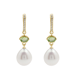 Creative Design Genuine 6x4 MM Peridot & 8x11MM Pearl Gemstone 925 Sterling Silver <b>Long</b> <b>Earrings</b> 5.1 Gram Fine Jewelry Wholesale - Product Image 4