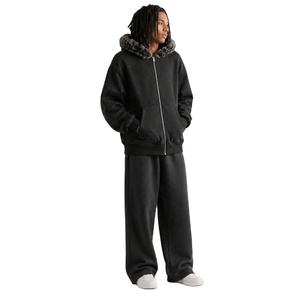 Sweat-shirt à capuche zippé pour homme en molleton de coton, fermeture éclair intégrale, manches longues, décontracté et confortable - Product Image 1
