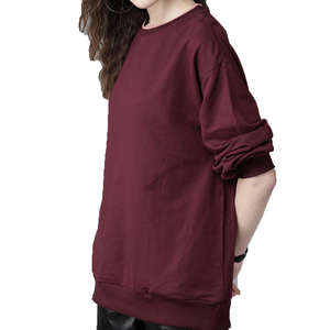 Sudadera de cuello redondo recortada de gran tamaño con diseño personalizado Sudadera con capucha y sudadera de mujer de algodón de talla grande - Product Image 2