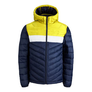 Veste matelassée en toile de polyester OEM en gros personnalisée avec capuche chaude à l'avant, veste matelassée isolée imperméable coupe-vent pour hommes et femmes - Product Image 1