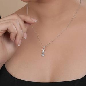 <b>Hot</b> Seller Round Cut VVS Moissanite Diamond Three <b>Stone</b> Pendant Necklace With 925 Silver Luxury Fine Jewelry For Women Fashion - Product Image 2