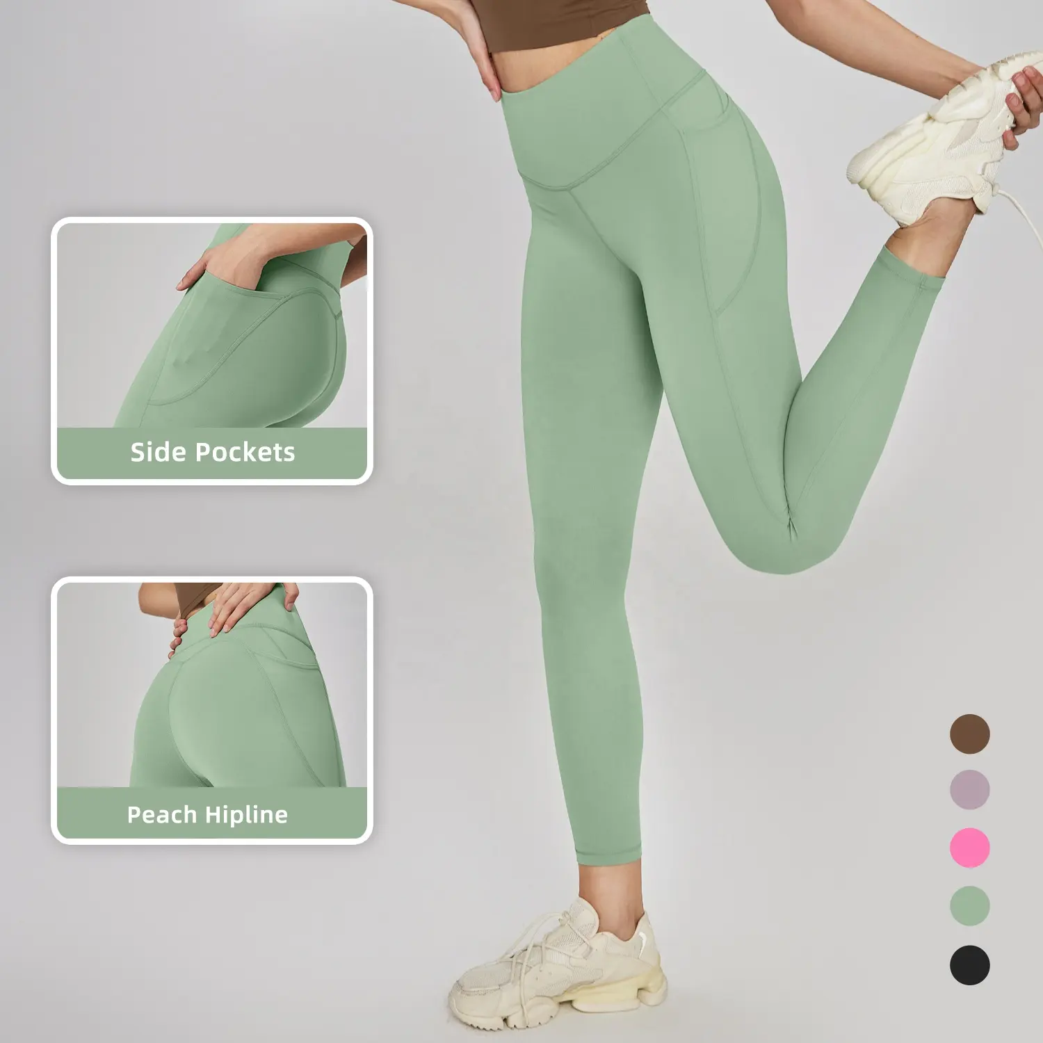 Lolleggings In Stock celana Yoga pinggang tinggi kaus kebugaran wanita kompresi menyerap keringat legging