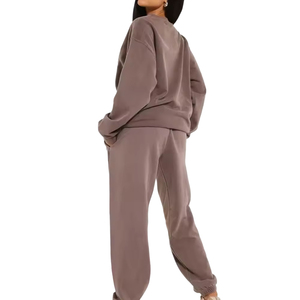 Nouveaux modèles de sweat-shirt et pantalon personnalisés survêtement 100% coton polaire 400Gsm femmes Slim Fit deux pièces ensembles femmes survêtement 2026 - Product Image 3