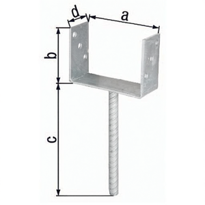Support de poteau en U ETA-10/0210 71x100x200x60mm en acier galvanisé à chaud pour ancrage béton, idéal pour clôtures, treillis et portails - Product Image 3