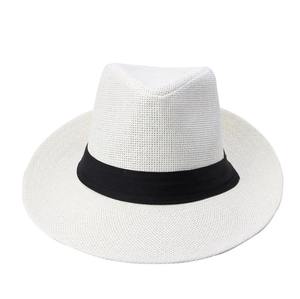 Hot Fashion Summer Casual Unisex Beach Trilby Large Brim Jazz Sun <b>Hat</b> Panama <b>Hat</b> Paper <b>Straw</b> <b>Women</b> Men Cap with Black Ribbon - Product Image 4