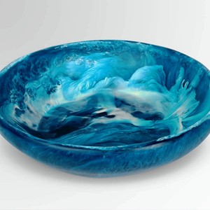 Tazón Grande de Resina Azul con Diseño de Hojas en Espiral, Vajilla Hecha a Mano, Ecológica y Sostenible para Cocina, Comedor, Fiestas, Vajilla Premium - Product Image 3