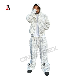 Men's Custom Camo <b>Distress</b> Streetwear Fashion Tracksuit Sets <b>Top</b> Quality Spring Plus Size Options - Product Image 1