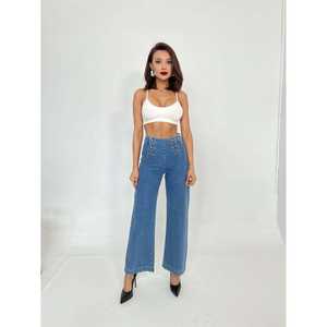 Pantalones Palazzo Mavi Denim 6163 con Botones, Pierna Ancha, Cintura Alta y Lona Transpirable - Product Image 4