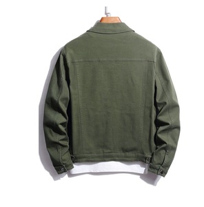 Nouveau Design 2023 hommes Jean vestes boutonné haute qualité hommes col rabattu Jean vestes vert teint bouton up coton fait - Product Image 2