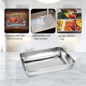 ถาดอบขนมปังคุกกี้บิสกิตโลหะถาดอบสแตนเลสถาดอบที่ให้บริการเตาอบถาดแบนอุปกรณ์สำหรับอบ - Product Image 5