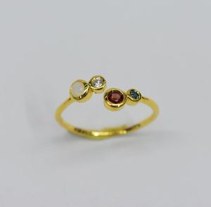 แหวนโกเมนโอปอลจากออสเตรเลียธรรมชาติขนาดเล็ก S925ชุบทอง14K สีดำสำหรับงานแต่งงานปรับแต่งได้ - Product Image 1