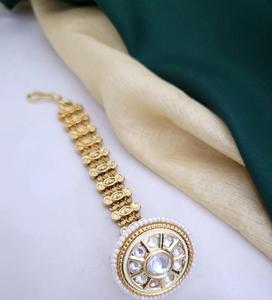 คอลเลกชันเครื่องประดับผมสไตล์ดั้งเดิมสำหรับงานแต่งงานของผู้หญิงเคลือบสีทองโบราณพร้อมหิน - Product Image 2