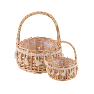 Article chaud!!! Panier de pays vintage vietnamien en rotin tissé à la main panier de pique-nique cadeau d'oeuf de pâques avec poignée - Product Image 1