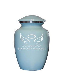 Blue Cremation <b>Urn</b> <b>for</b> Pets, Cats, <b>Dogs</b>, Artwork Cremation <b>Urn</b>, <b>Ash</b> <b>Urns</b> with Personalized Engraving (Angel Wings, Small) - Product Image 1