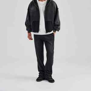 Survêtement en coton de haute qualité pour hommes, lavage à l'acide, personnalisable, couleurs, taille et logo personnalisés, OEM ODM, survêtement en coton lavé à l'acide pour hommes - Product Image 3