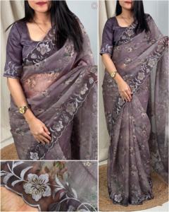 Saree en soie Rangeen brodé à plusieurs fils avec chemisier Banglori pour les occasions de fête de mariage du grossiste indien - Product Image 4
