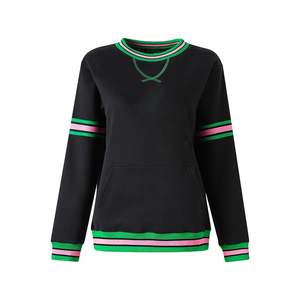 Sudadera bordada AKA personalizada, jersey de cuello redondo, dobladillo acanalado, puños, bolsillo de canguro, Sudadera con capucha a rayas de bloque de Color para invierno - Product Image 1