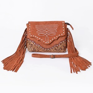 Genuine Leather Suede Fringe Bohemian Crossbody <b>Bag</b> Women Vintage Embossed Lightweight <b>Shoulder</b> Purse Adjustable <b>Strap</b> OEM - Product Image 2