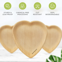 Plato de Postre Desechable, Biodegradable, Ecológico, Libre de BPA, Moderno, en Forma de Corazón, Hecho de Hoja de Palma de Areca, de 6.5 Pulgadas, Precio de Fábrica